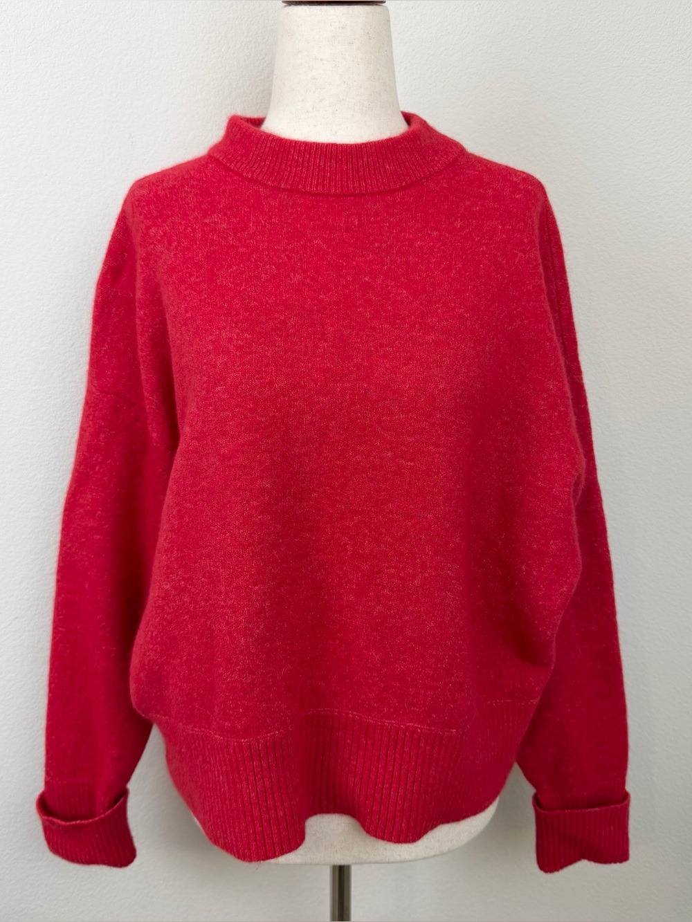 Anthropologie Pilcro Red Wool Blend Cuffed Sleeve Sweater Size XS